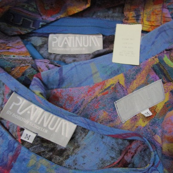 80s Rayon Cropped Jacket Tank Shorts Suit Abstract T - Picture 6 of 13